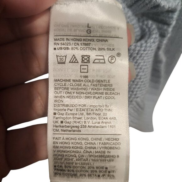 Banana Republic Women’s Demi Cotton Silk Cardigan Sweater Blue Gray Size Large - Picture 10 of 10